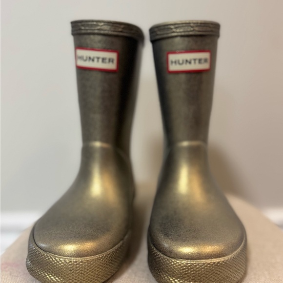 HUNTER Original Kids Metallic Gold Rain Boots (Toddler US 7) - Picture 2 of 11